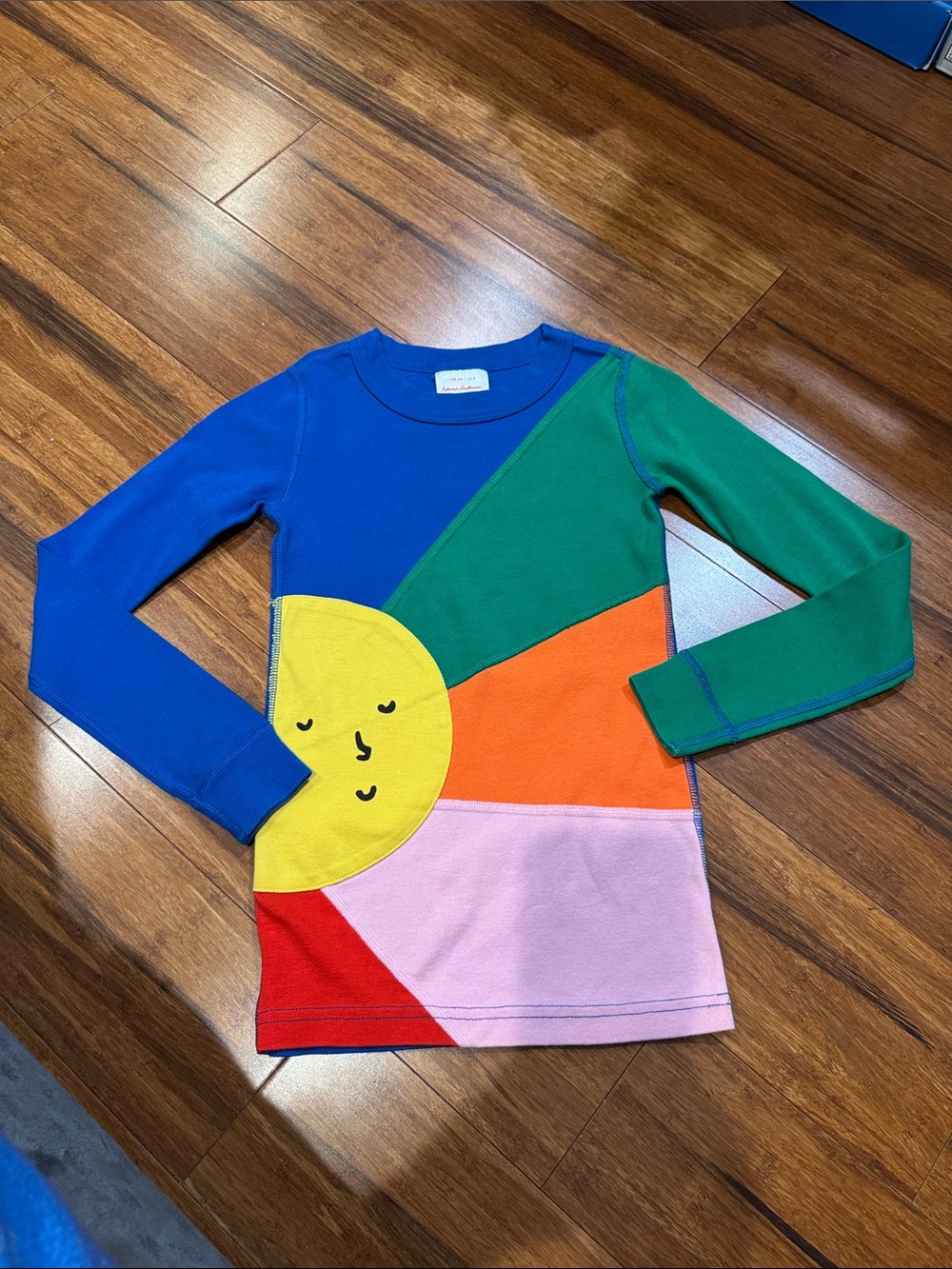 Hanna Andersson Rainbow Sun Colorblock Pajama Top Tee